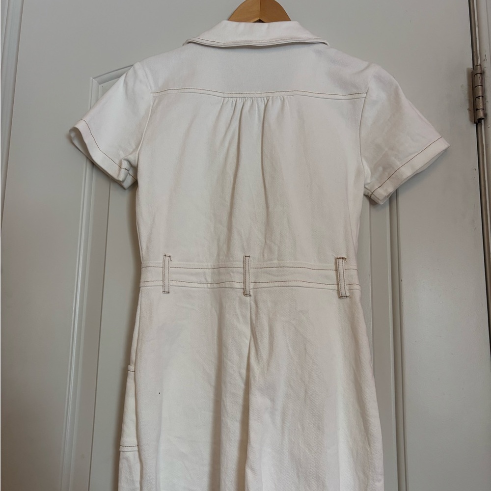 DAY + MOON White Short Sleeve Denim Romper. Small. - Picture 2 of 4